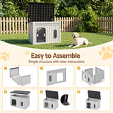 i.Pet 109cm Large Dog House Outdoor Pet Kennel with Metal Door Grey