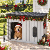 i.Pet 109cm Large Dog House Outdoor Pet Kennel with Metal Door Grey