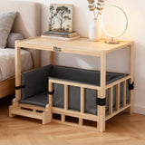 i.Pet 2in1 Dog Kennel Crate Furniture Grey Bedding Wooden House Indoor
