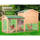 i.Pet Chicken Coop Rabbit Hutch 138cm x 44cm x 85cm Large House Run Cage Wooden Outdoor