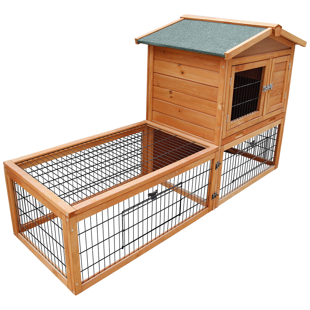 i.Pet Chicken Coop 155cm x 49cm x 90cm Rabbit Hutch Large Run Wooden Cage House Outdoor