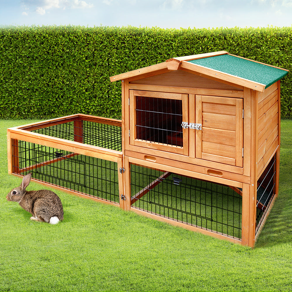 i.Pet Chicken Coop 155cm x 49cm x 90cm Rabbit Hutch Large Run Wooden Cage House Outdoor