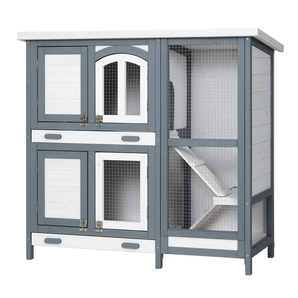 i.Pet Rabbit Hutch 98cm x 45cm x 92cm Chicken Coop Large Wooden House Run Cage Bunny Guinea Pig