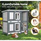 i.Pet Rabbit Hutch 98cm x 45cm x 92cm Chicken Coop Large Wooden House Run Cage Bunny Guinea Pig