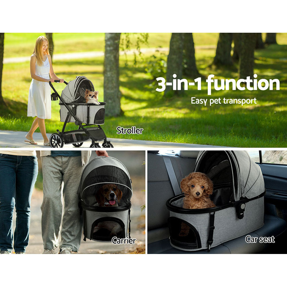 i.Pet Pet Stroller Dog Pram Large Cat Carrier Travel Pushchair 4 Wheels Foldable