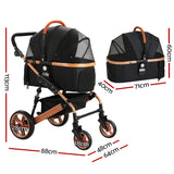 i.Pet Pet Stroller Dog Pram Large Cat Carrier Travel Foldable Pushchair 4 Wheels