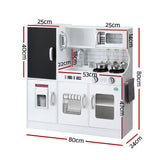 Keezi Kids Wooden Pretend Kitchen Play Set Cooking Toys Pot Ice Cup Oven Blackboard 80CM White