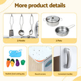 Keezi Kids Kitchen Play Set Wooden Pretend Toys Cooking Children Clock Beige