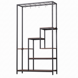 Artiss Tall Plant Stand Indoor, 6-Tier Pot Plant Shelf with Hanging Hooks, Metal & Wooden Flower Holder, Large Tiered Display Rack for Patio Garden Balcony Living Room, Indoor Outdoor Use