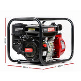 Giantz Petrol Water Pump, 2" 7HP Max High Flow Transfer Fire Fighting Pumps Rain Tank Oil Irrigation Garden Farm Pond Outdoor Irrigations, with Hose Fittings Inlet Filter Rubber Feet Black Red