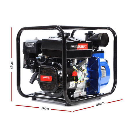 Giantz 3" Petrol Water Pump 7HP Max 4-Stroke 210cc High Flow 60,000L/H Max Transfer Engine, Fire Fighting Irrigation Rain Tank Pond Garden Farm, Includes Hose Fittings Inlet Filter & Rubber Feet, Blue