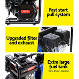 Giantz 3" Petrol Water Pump 7HP Max 4-Stroke 210cc High Flow 60,000L/H Max Transfer Engine, Fire Fighting Irrigation Rain Tank Pond Garden Farm, Includes Hose Fittings Inlet Filter & Rubber Feet, Blue