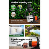 Giantz Garden Water Pump 1500W Max. High Pressure Tank Rain Farm Irrigation Black