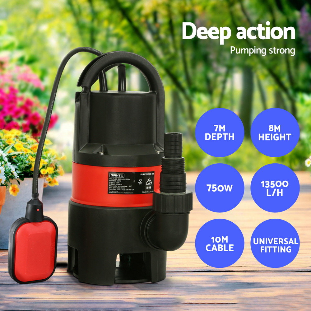 Giantz 750W Water Pump Dirty Submersible Sump Swim Pool Flooding Pond Clean