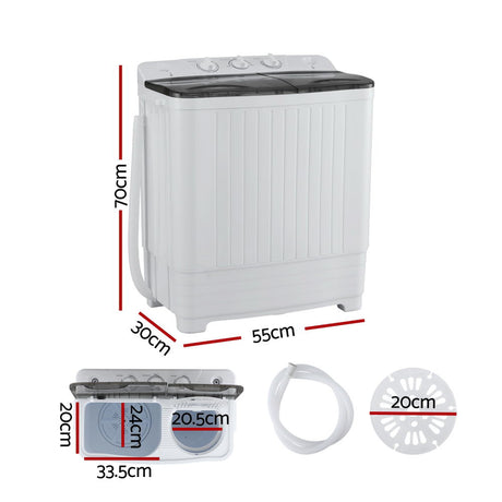 Devanti Portable Washing Machine Twin Tub 4.5KG