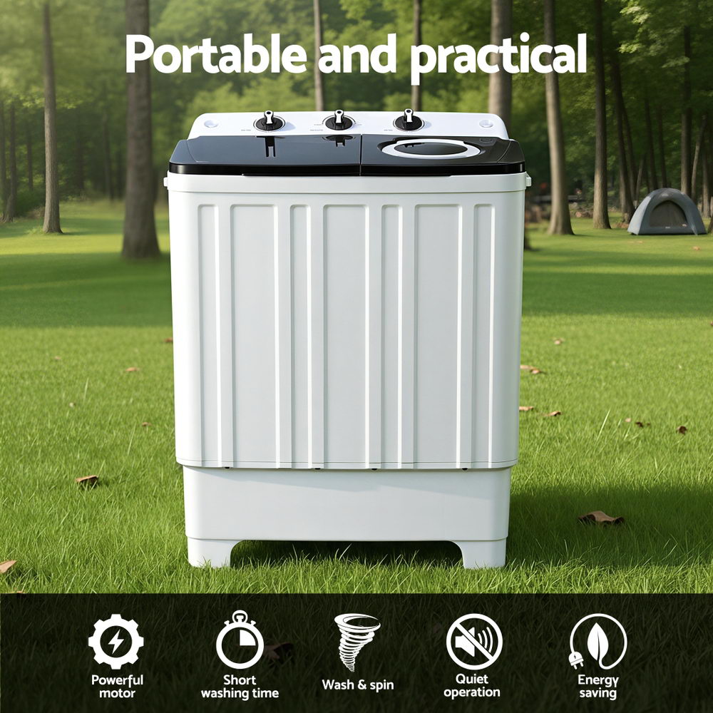 Devanti Portable Washing Machine Twin Tub 7KG White