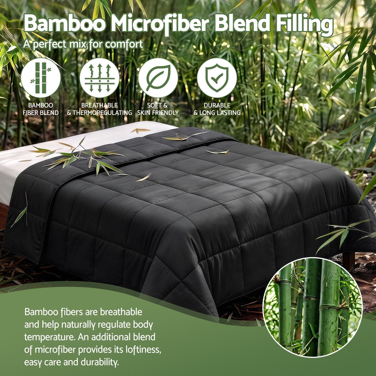 Giselle 200GSM Bamboo Microfibre Double Quilt Lightweight All Season Doona Duvet