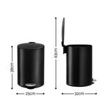 Cefito 12L Pedal Bin Rubbish Waste Bin Soft Close Lid Kitchen Bathroom Black