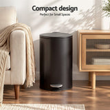 Cefito 12L Pedal Bin Rubbish Waste Bin Soft Close Lid Kitchen Bathroom Black