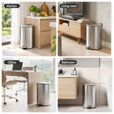 Cefito 12L Pedal Bin Rubbish Waste Bin Soft Close Lid Kitchen Bathroom Silver