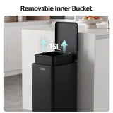 Cefito 15L Pedal Rubbish Bin Slim Carbon Steel Garbage Bin for Home Black