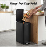 Cefito 15L Pedal Rubbish Bin Slim Carbon Steel Garbage Bin for Home Black