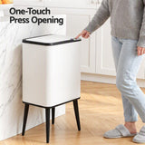 Cefito 36L Rubbish Bin Dual Compartment Kitchen Waste Bin Removable Legs White