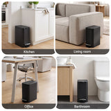 Cefito 5L Pedal Rubbish Bin Carbon Steel Rectangular Trash Can Removable Bucket Black