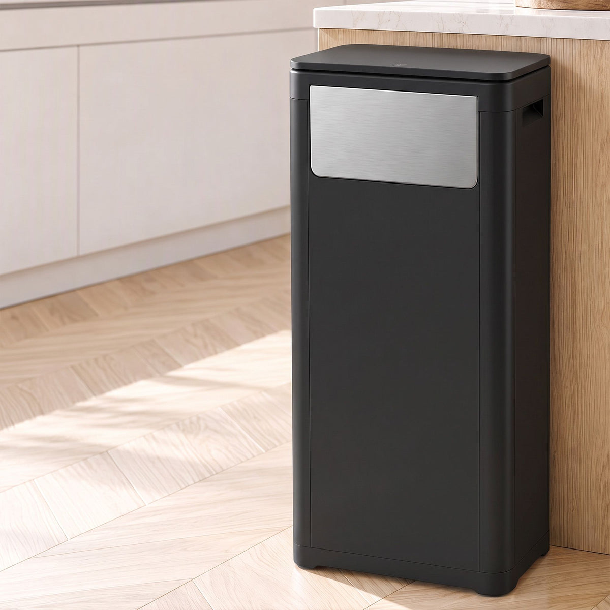 Cefito 30L Commercial Trash Can with Lid Front Push Flap Rubbish Bin Black