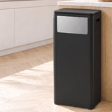 Cefito 30L Commercial Trash Can with Lid Front Push Flap Rubbish Bin Black