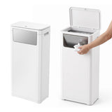 Cefito 30L Commercial Trash Can with Lid Front Push Flap Rubbish Bin White