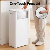 Cefito 30L Commercial Trash Can with Lid Front Push Flap Rubbish Bin White