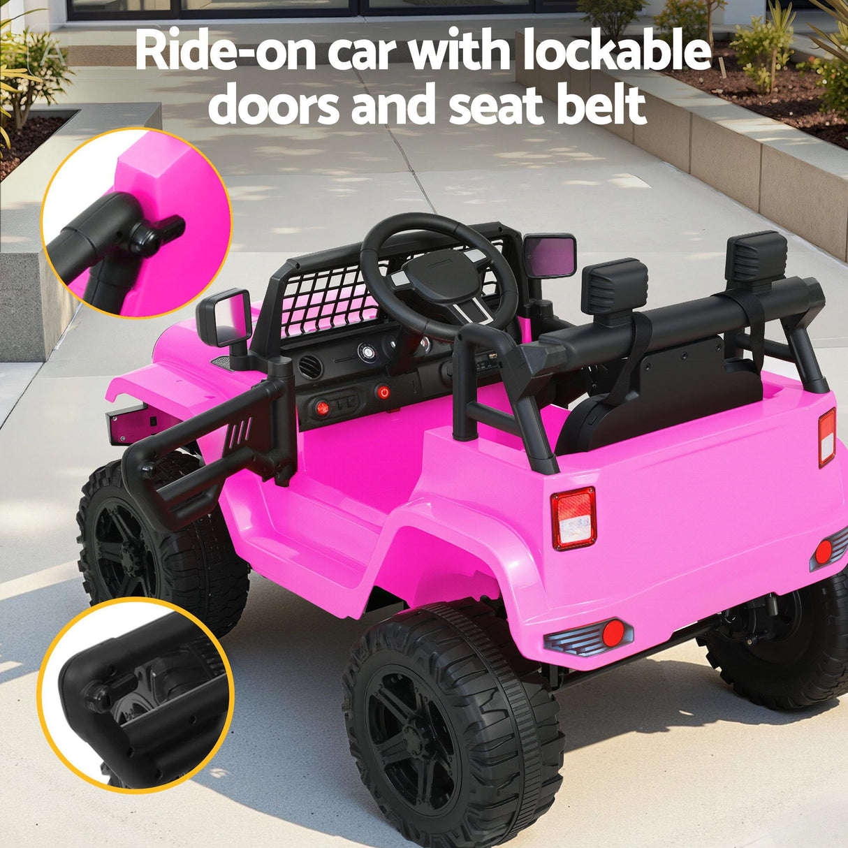 Kids Ride On Car Bumper Electric Toys Cars with Remote Control Stickers Light Blue Pink