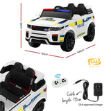 Rigo Kids Electric Ride On Patrol Police Car Horn Music Remote White
