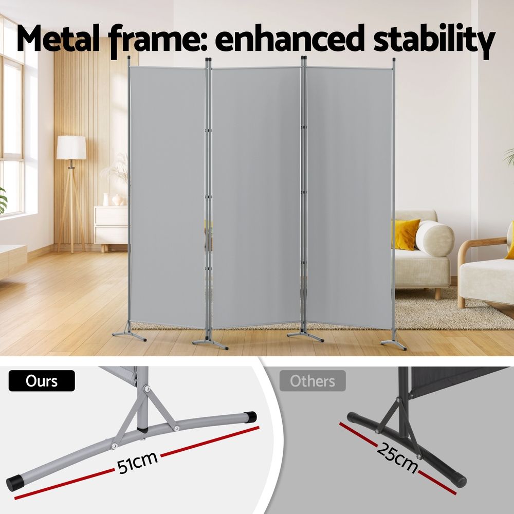 Artiss 3 Panel Room Divider Set of 2 Folding Privacy Screen Fabric Room Separator Partition Grey
