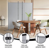 Artiss 3 Panel Room Divider Set of 2 Folding Privacy Screen Fabric Room Separator Partition Grey