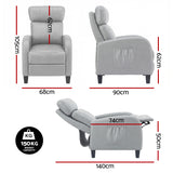 Artiss Massage Recliner Chair Small Recliner Sofa for Adults Fabric Grey
