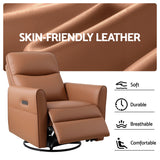 Artiss Swivel Recliner Chair Leather Rocking Reclining Sofa with Charging Ports LED Brown