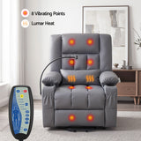 Artiss Power Lift Recliner Chair with Massage and Heat for Elderly, Electric Sofa Reclining Chair with USB and Phone Holder, PU Leather Comfy Armchair for Living Room, 2 Cup Holder & 4 Pockets, Grey