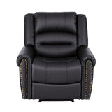 Artiss Leather Manual Recliner Chair with USB Charge Port, Overstuffed Armchair Sofa for Living Room and Nursery, Asjustable Theater Reclining Lounge with Comfortable Wide Seat, 150kg Capacity, Black