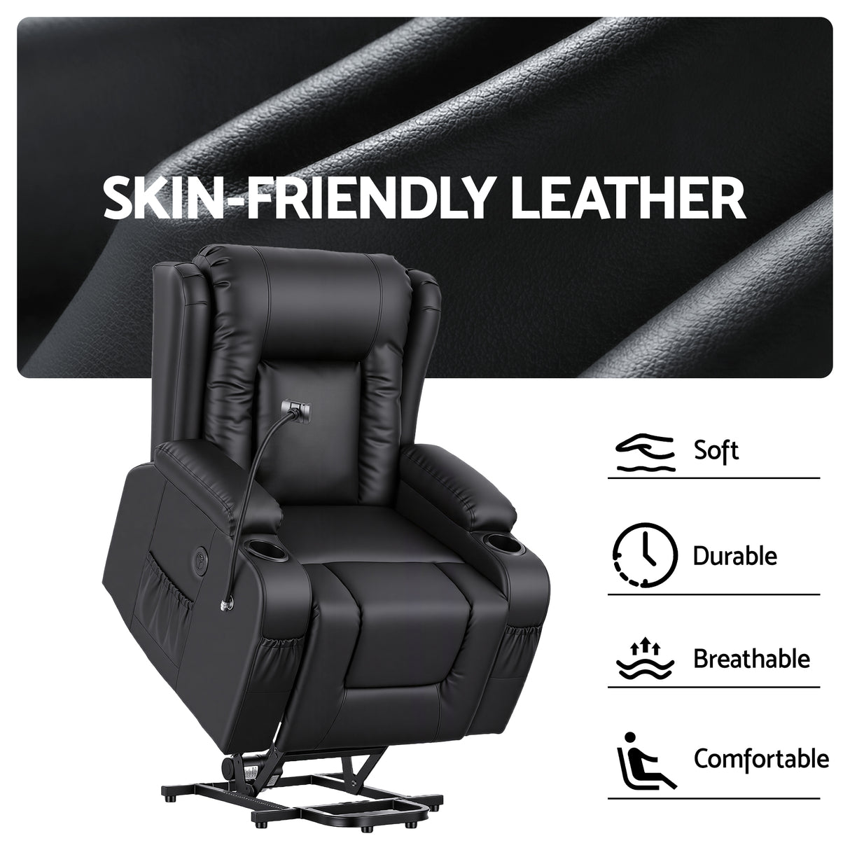 Artiss Power Lift Recliner Chair with Massage and Heat