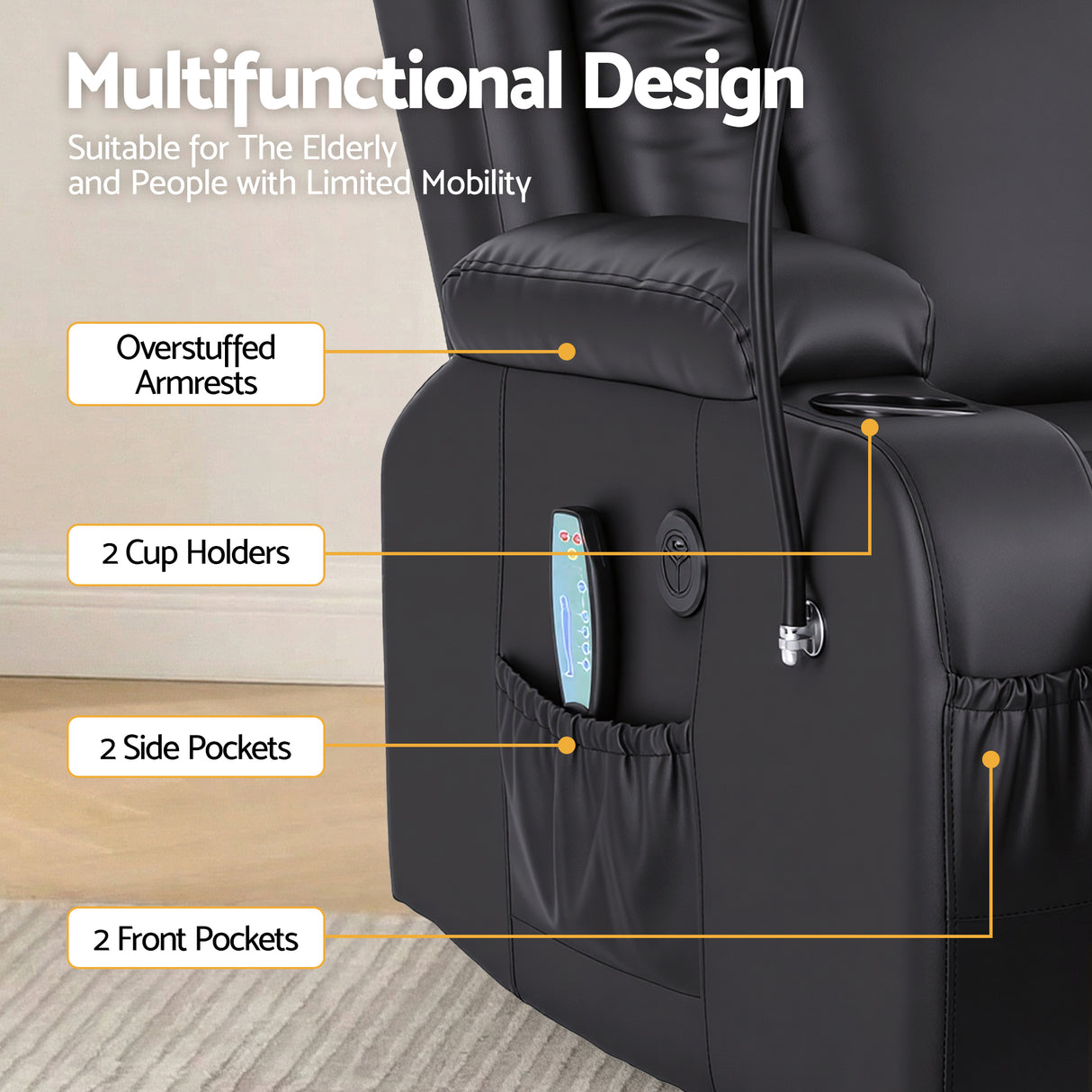 Artiss Power Lift Recliner Chair with Massage and Heat