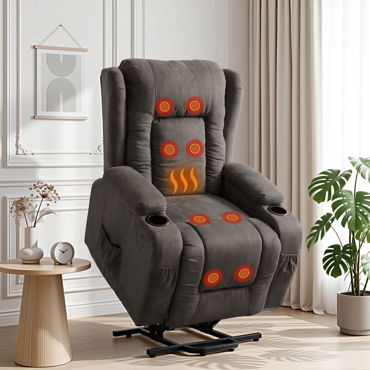 Suede Grey Massage Recliner Chair