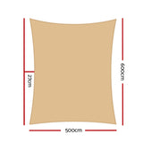 Instahut Shade Sail 5x6m Rectangle 185GSM 95% Sand Shade Cloth