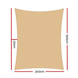 Instahut Waterproof Shade Sail 3x5m Rectangle Sand 95% Shade Cloth