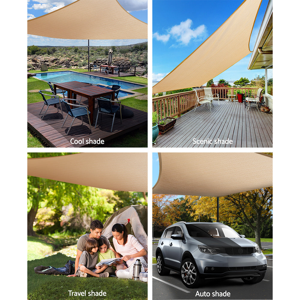 Instahut Waterproof Shade Sail 4x6m Rectangle Sand 95% Shade Cloth