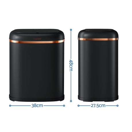 Devanti 38L Motion Sensor Bin Rubbish Automatic Black