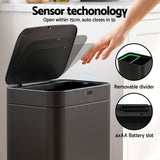 Devanti 70L Motion Sensor Bin Pedal Bins Automatic Black