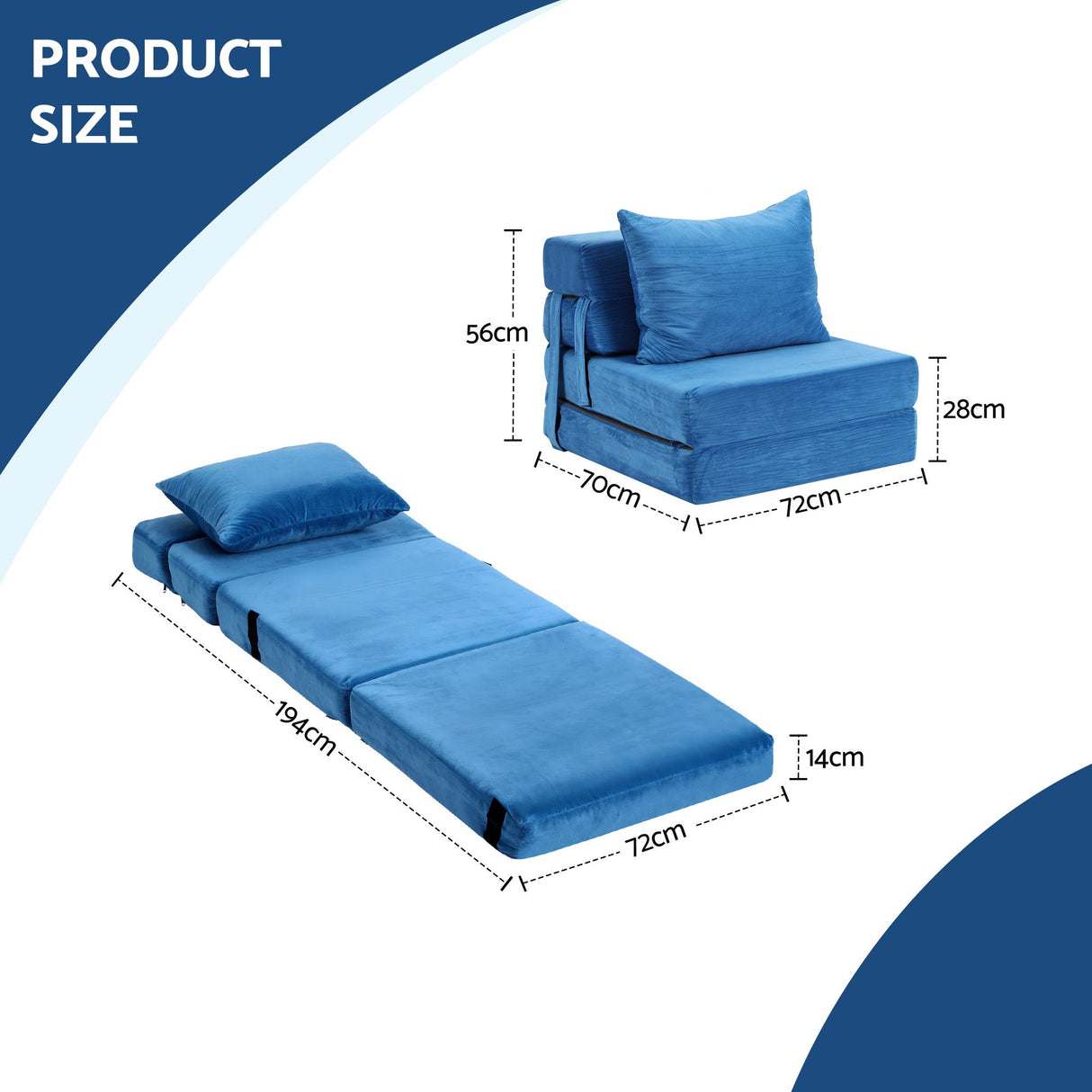Artiss 2 Pack Folding Sofa Bed Armless Lounger Foam Floor Sofas Futons Couches