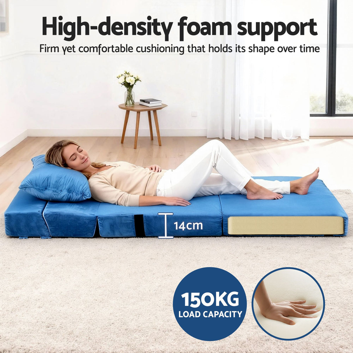 Artiss 3 Pack Folding Sofa Bed Armless Lounger Foam Floor Sofas Futons Couches